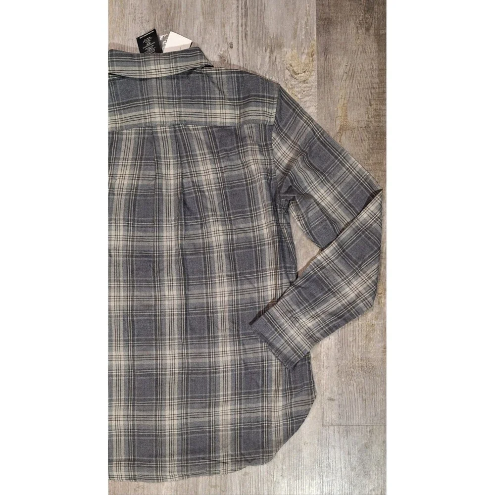 Lauren Ralph Lauren Gray Plaid Twill Button Down Shirt Women's Medium NWT